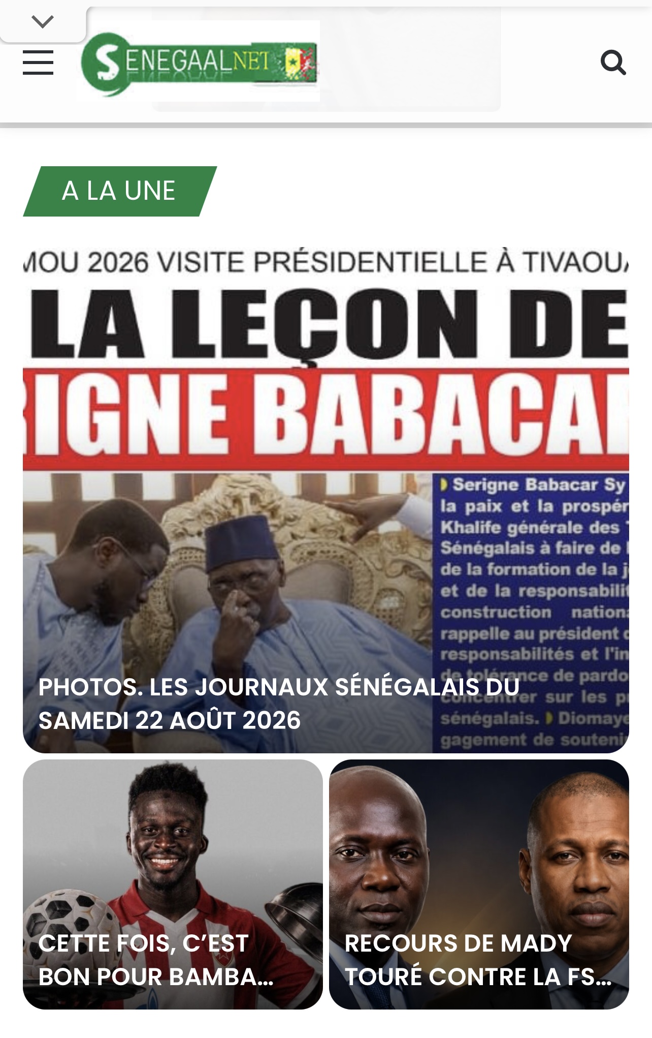 Les journaux sénégalais du samedi 22 août 2026